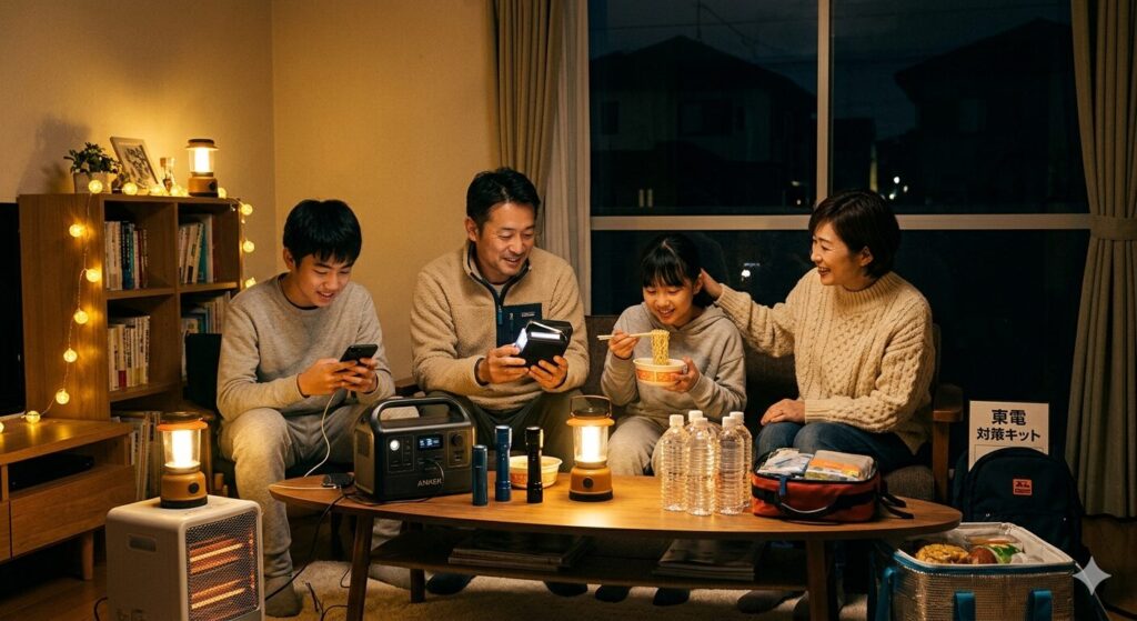 停電対策をしっかりしていたおかげでいざというときも安心して過ごせた家族
