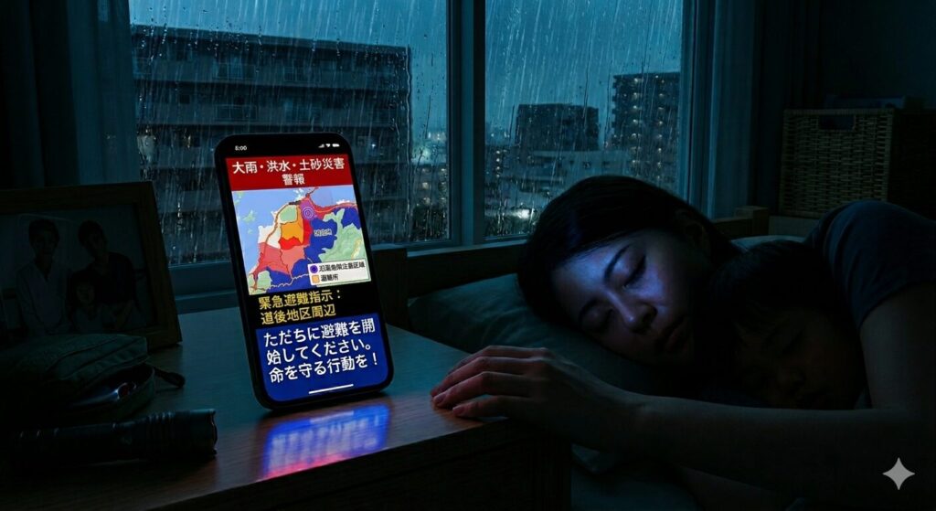 深夜に緊急アラートが鳴っても目が覚めない様子