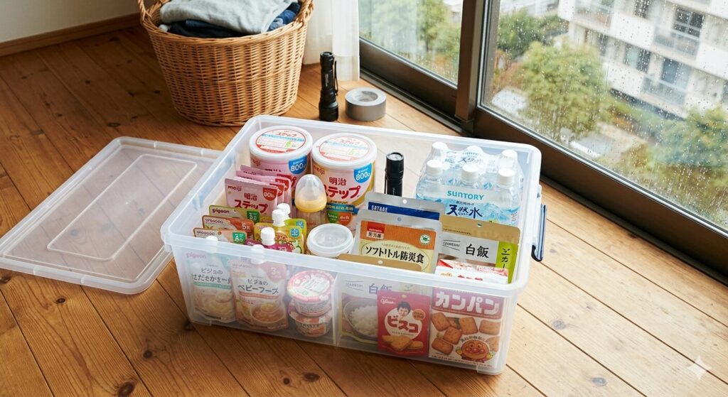 赤ちゃん向けに備えられた非常食