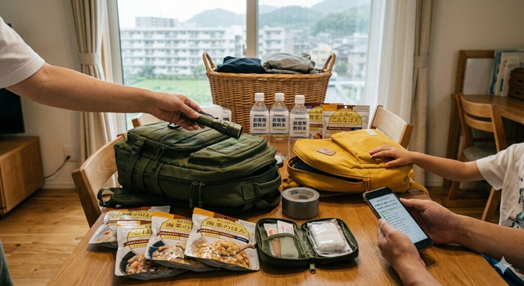防災グッズと一緒に携帯の緊急アラート設定をする