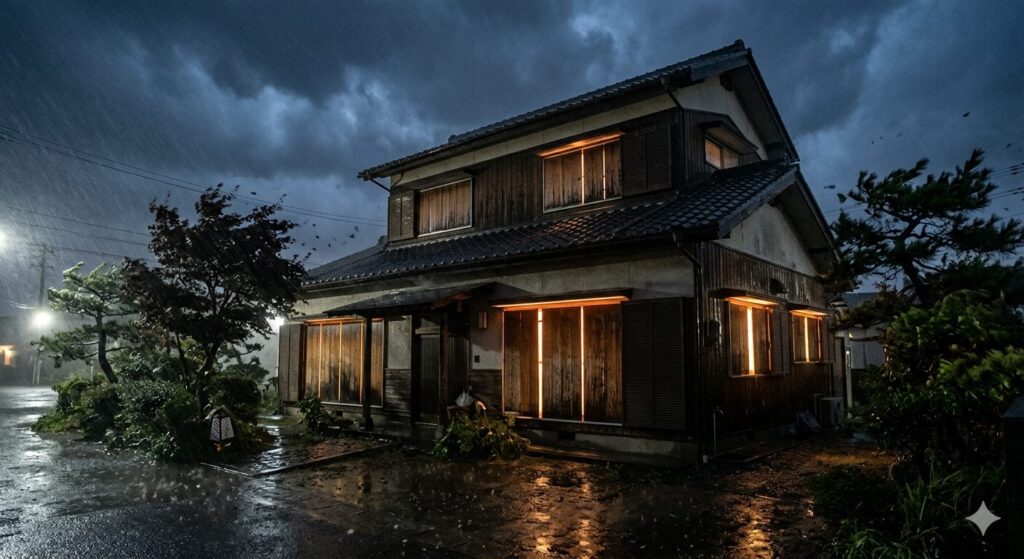 しっかりと台風対策をしている家